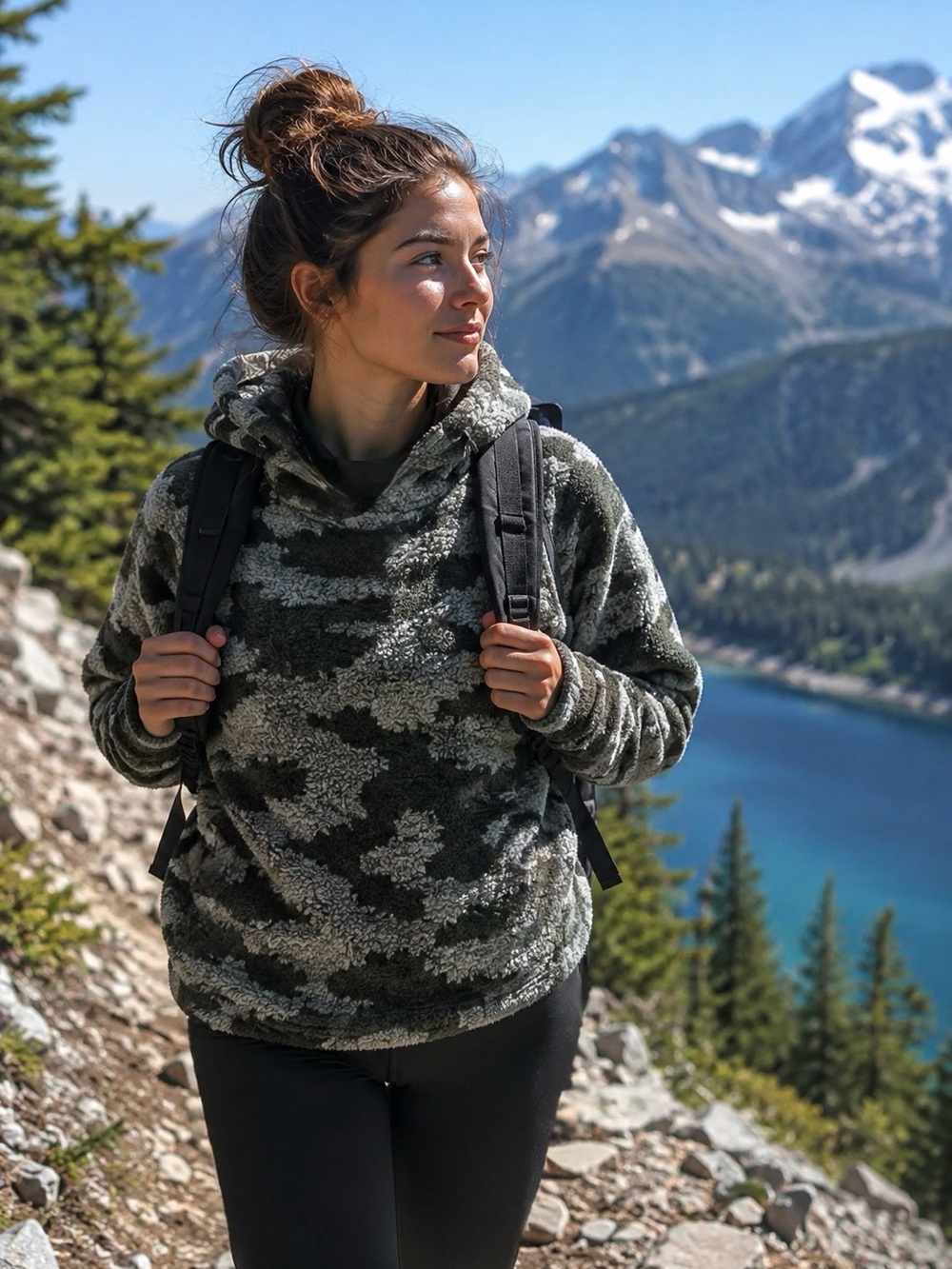 Cozy Mountain-Ready Camo Sherpa Hoodie